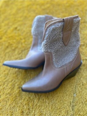 Free People Faux-Shearling Western Ankle Boots